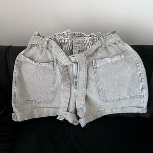 Zara paper bag denim shorts